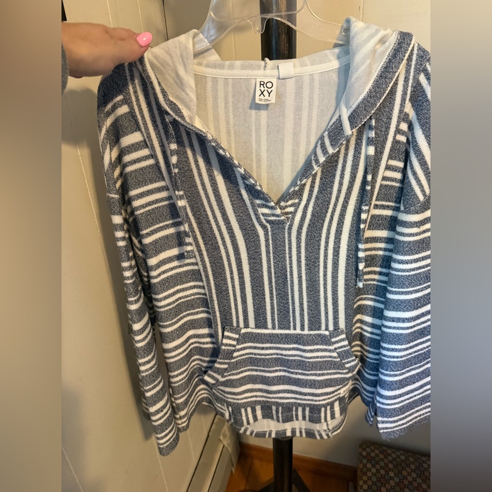 Roxy Blue and White Striped Top